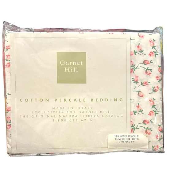Garnet Hill Tea Roses Cotton Percale Twin Comforter Cover Cottagecore Shabby NEW - Picture 1 of 8